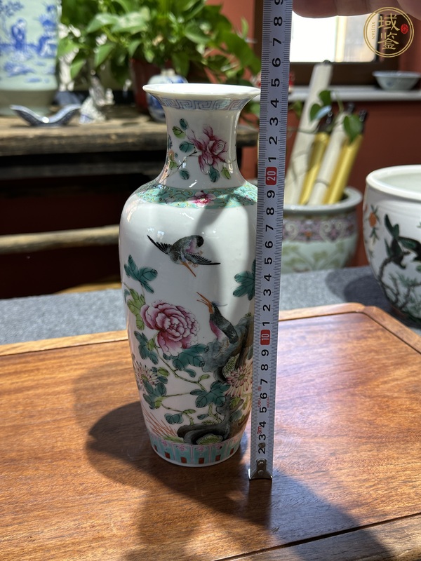 古玩陶瓷粉彩花鳥紋瓶真品鑒賞圖
