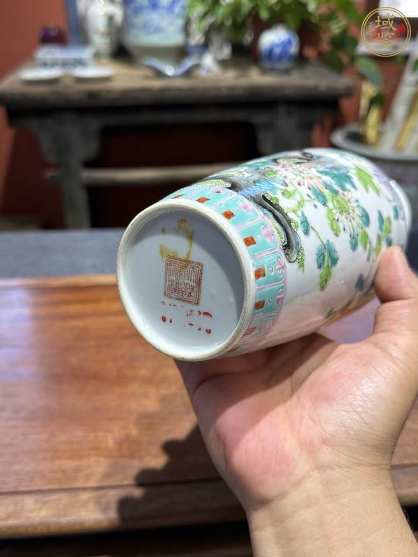 古玩陶瓷粉彩花鳥紋瓶真品鑒賞圖