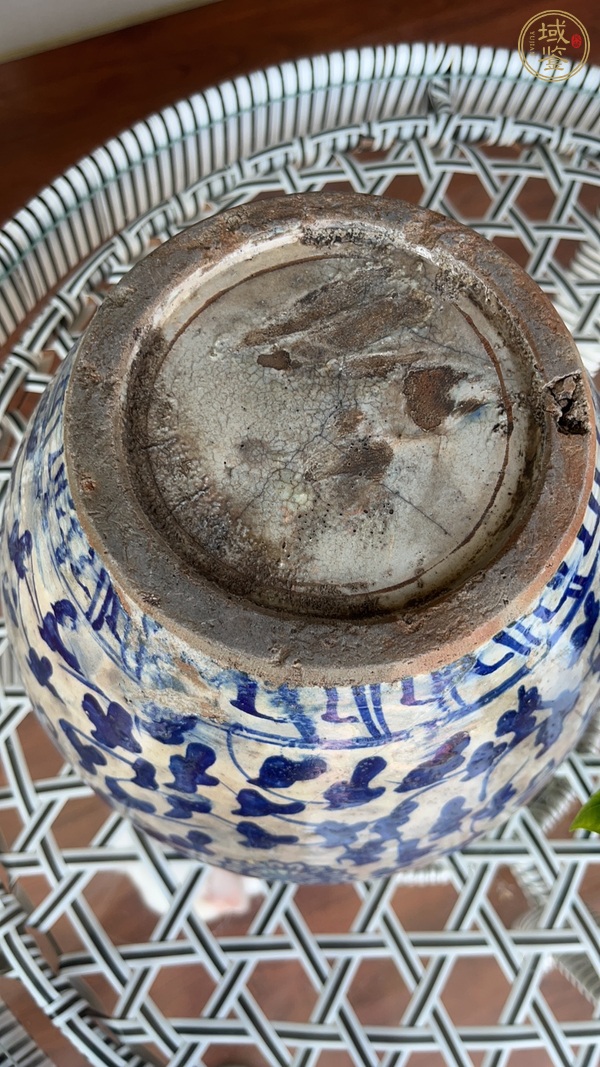 古玩陶瓷囍字紋青花缸真品鑒賞圖