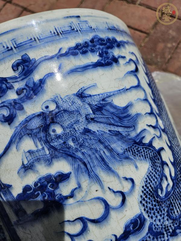 古玩陶瓷青花雙龍戲珠紋直筒爐真品鑒賞圖