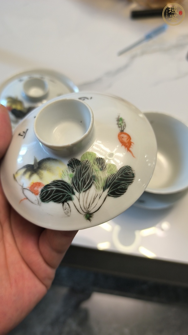 古玩陶瓷油粉彩清白傳家圖蓋碗真品鑒賞圖