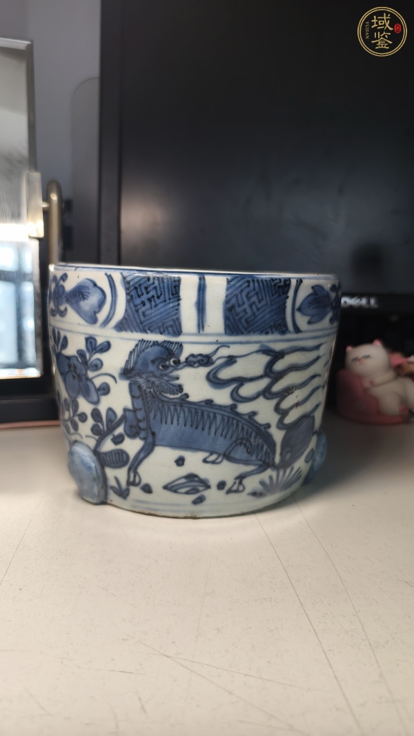 古玩陶瓷青花麒麟紋筒式爐真品鑒賞圖