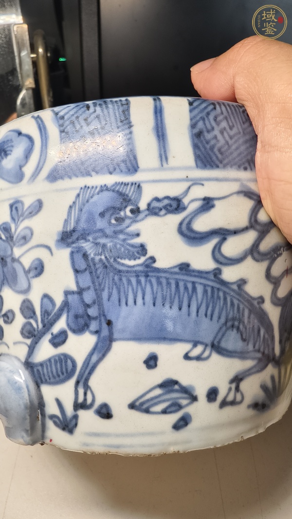 古玩陶瓷青花麒麟紋筒式爐真品鑒賞圖