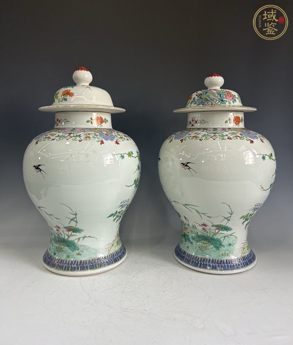 古玩陶瓷清晚期 粉彩花鳥(niǎo)紋將軍罐真品鑒賞圖