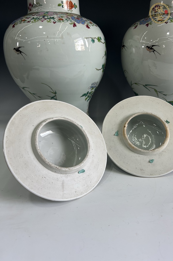 古玩陶瓷清晚期 粉彩花鳥(niǎo)紋將軍罐真品鑒賞圖