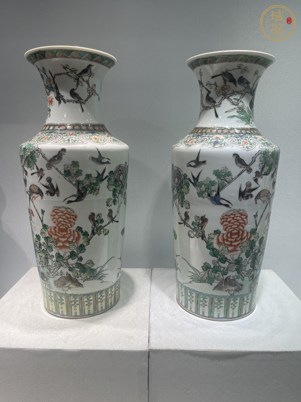 古玩清晚期 五彩花鳥紋軟棒槌瓶真品鑒賞圖
