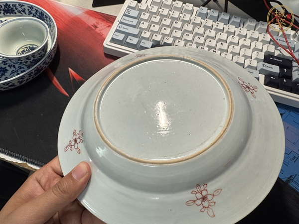 古玩陶瓷粉彩花卉紋折沿盤真品鑒賞圖