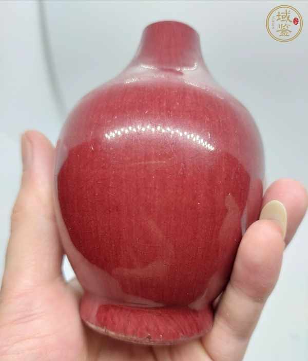 古玩陶瓷鈞紅釉截口瓶真品鑒賞圖