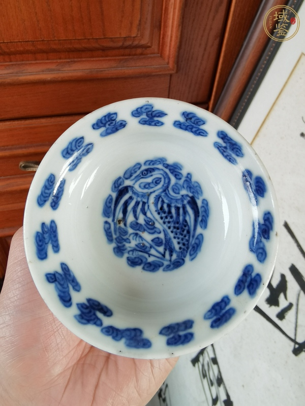 古玩陶瓷青花團鳳紋高足杯真品鑒賞圖