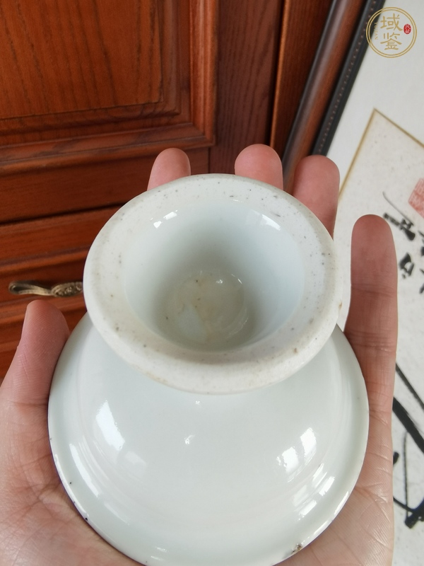 古玩陶瓷青花團鳳紋高足杯真品鑒賞圖
