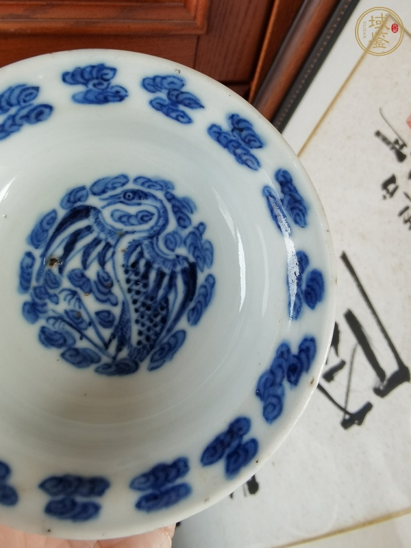 古玩陶瓷青花團鳳紋高足杯真品鑒賞圖