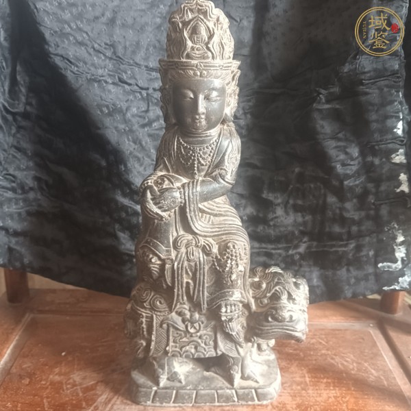 古玩雜項(xiàng)青石文殊菩薩真品鑒賞圖