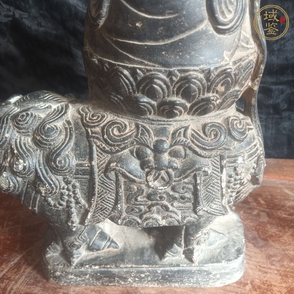 古玩雜項(xiàng)青石文殊菩薩真品鑒賞圖