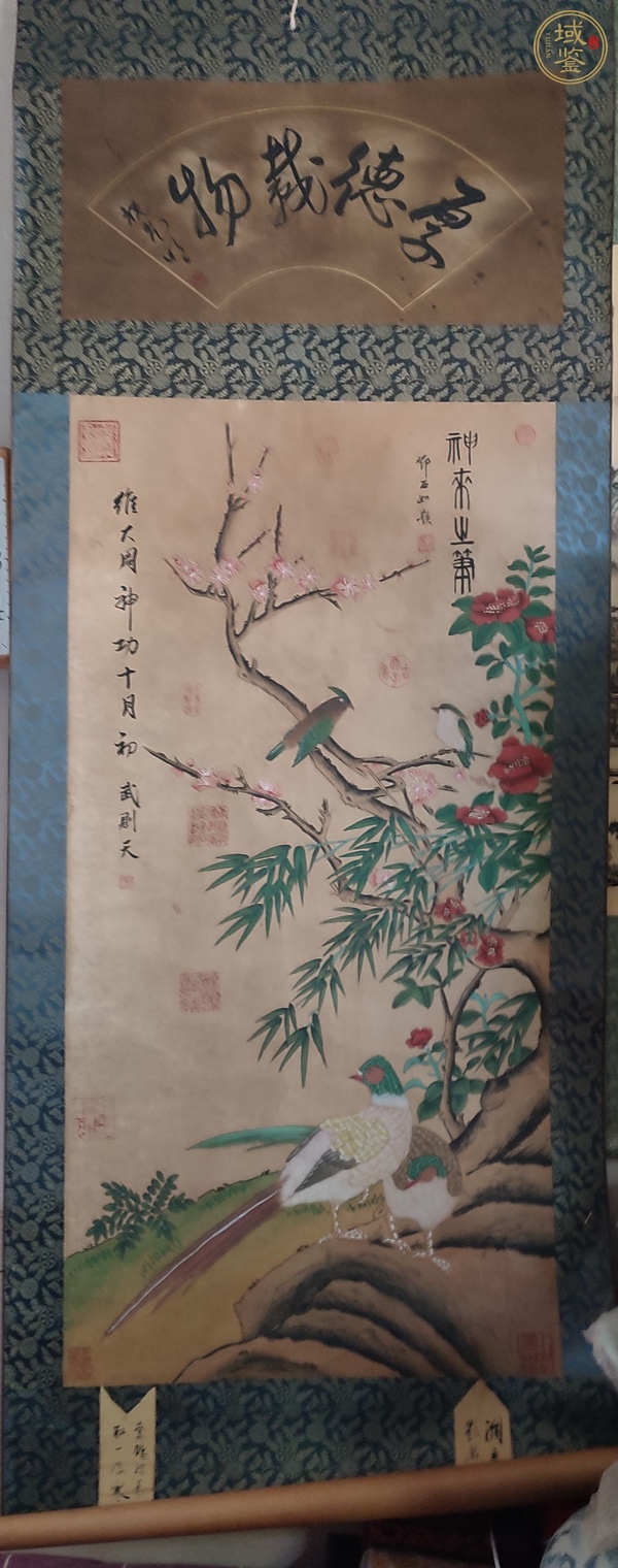 古玩武則天款錦雞花鳥真品鑒賞圖