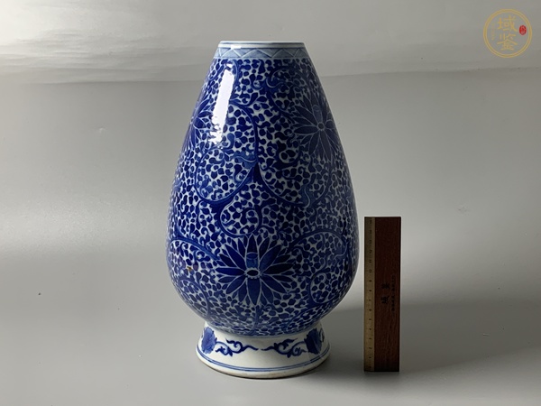 古玩陶瓷晚清期·青花纏枝花卉紋蓮子尊真品鑒賞圖