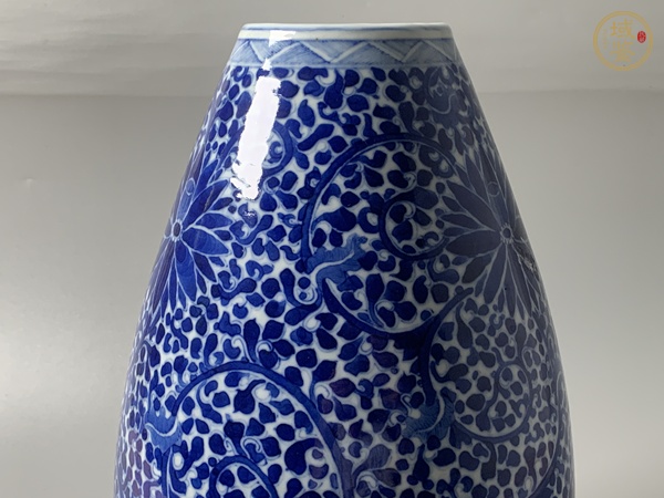 古玩陶瓷晚清期·青花纏枝花卉紋蓮子尊真品鑒賞圖