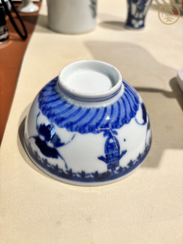 古玩陶瓷青花福壽紋茶碗真品鑒賞圖