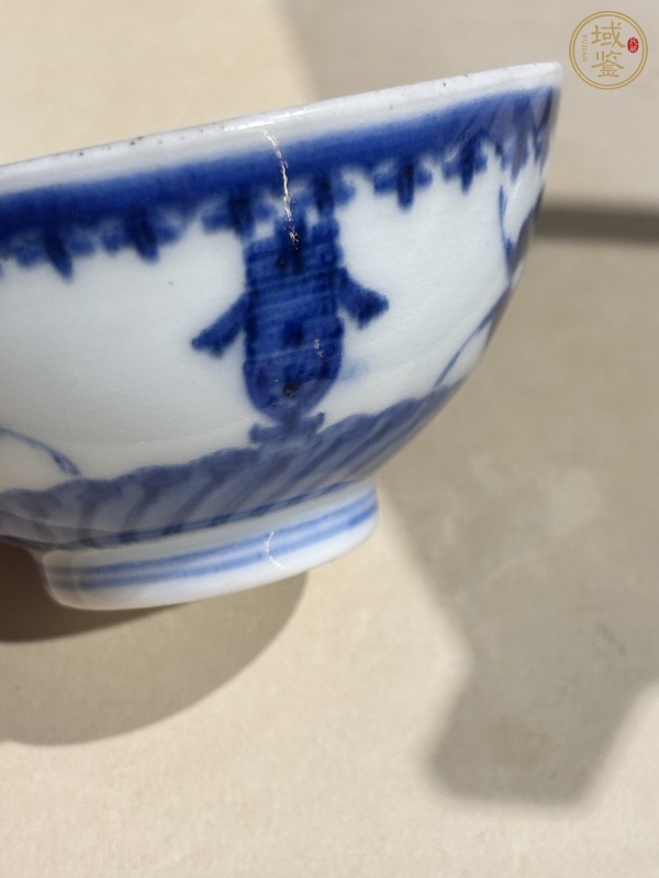 古玩陶瓷青花福壽紋茶碗真品鑒賞圖