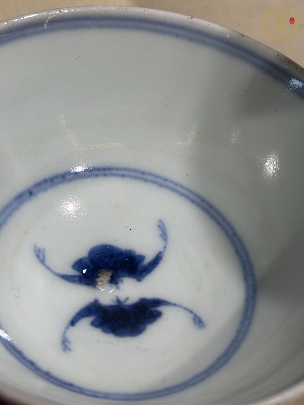 古玩陶瓷青花福壽紋茶碗真品鑒賞圖