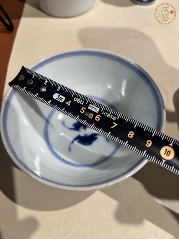 古玩陶瓷青花福壽紋茶碗真品鑒賞圖