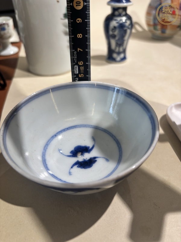 古玩陶瓷青花福壽紋茶碗真品鑒賞圖