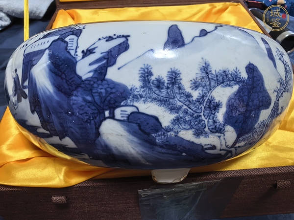 古玩陶瓷青花山水人物紋香爐真品鑒賞圖