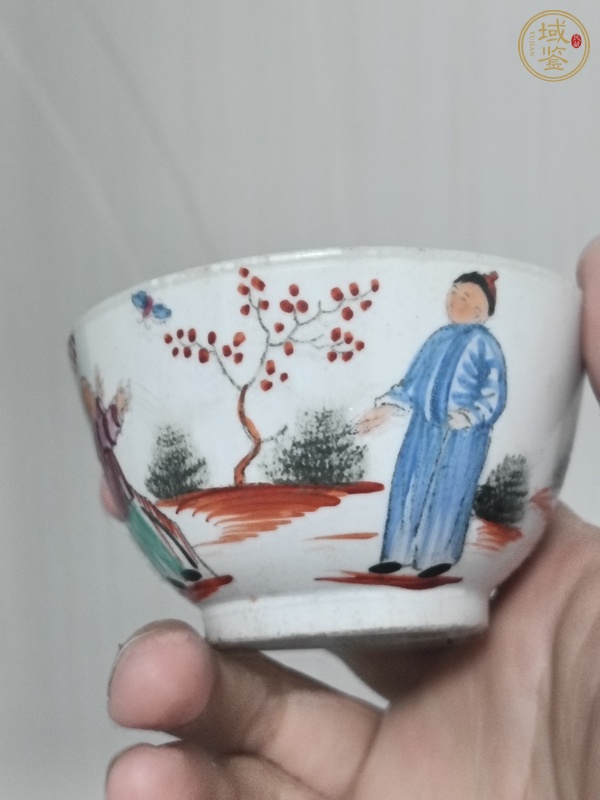 古玩陶瓷廣彩人物故事紋茶碗真品鑒賞圖