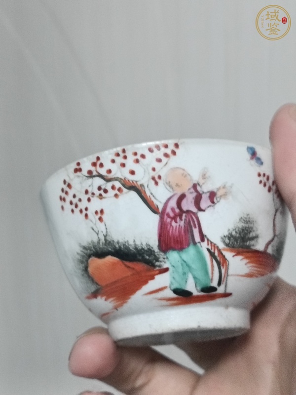 古玩陶瓷廣彩人物故事紋茶碗真品鑒賞圖