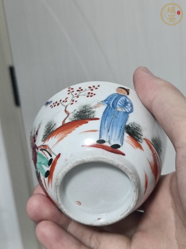 古玩陶瓷廣彩人物故事紋茶碗真品鑒賞圖