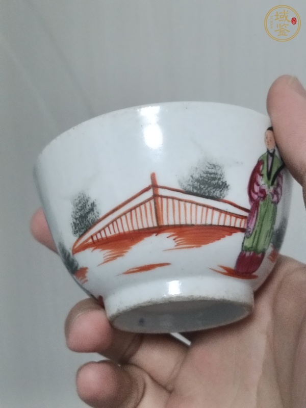 古玩陶瓷廣彩人物故事紋茶碗真品鑒賞圖