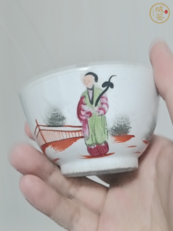古玩陶瓷廣彩人物故事紋茶碗真品鑒賞圖