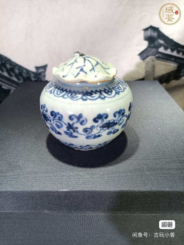 古玩陶瓷花卉紋青花罐真品鑒賞圖