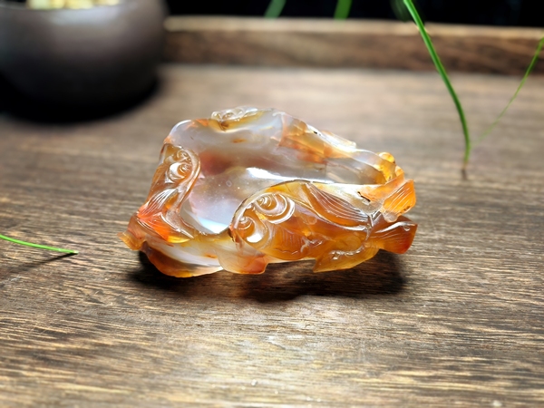古玩雜項（一口價放漏）清代 俏色瑪瑙水洗拍賣，當前價格4500元
