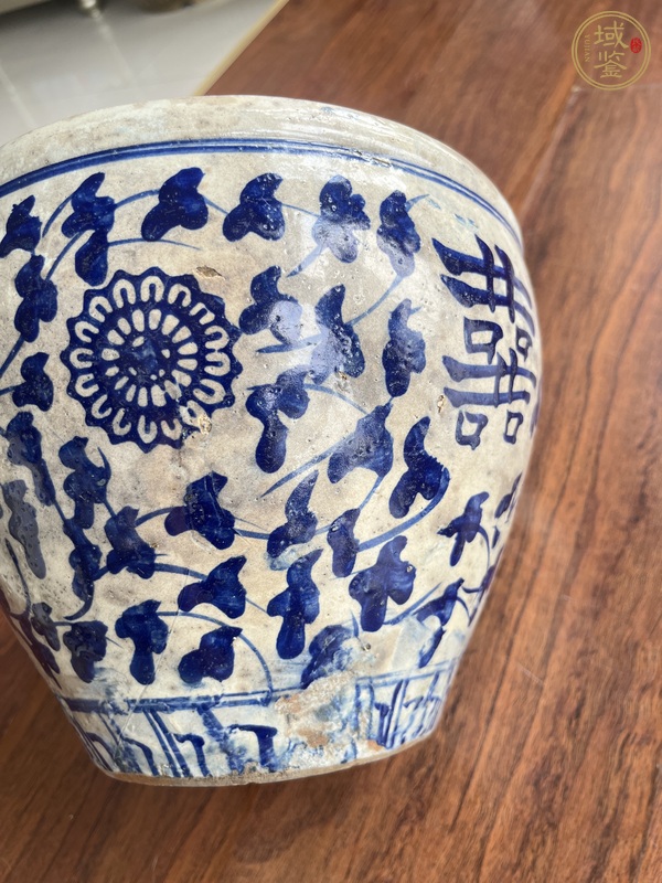 古玩陶瓷青花案缸，平臺不允許估價真品鑒賞圖