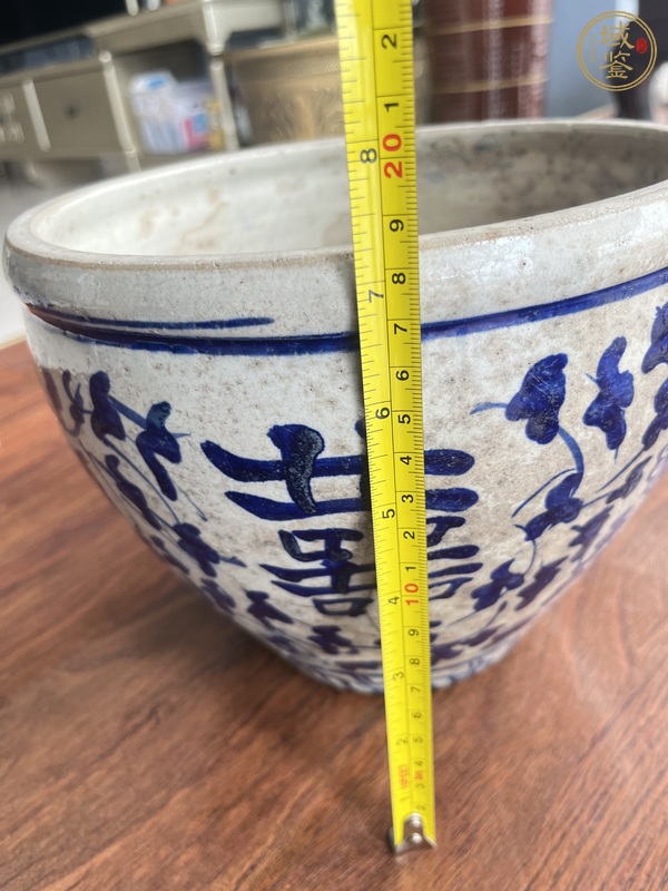 古玩陶瓷青花案缸，平臺不允許估價真品鑒賞圖