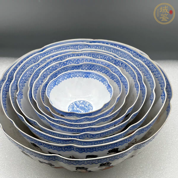 古玩陶瓷粉彩仕女薄胎碗一組真品鑒賞圖