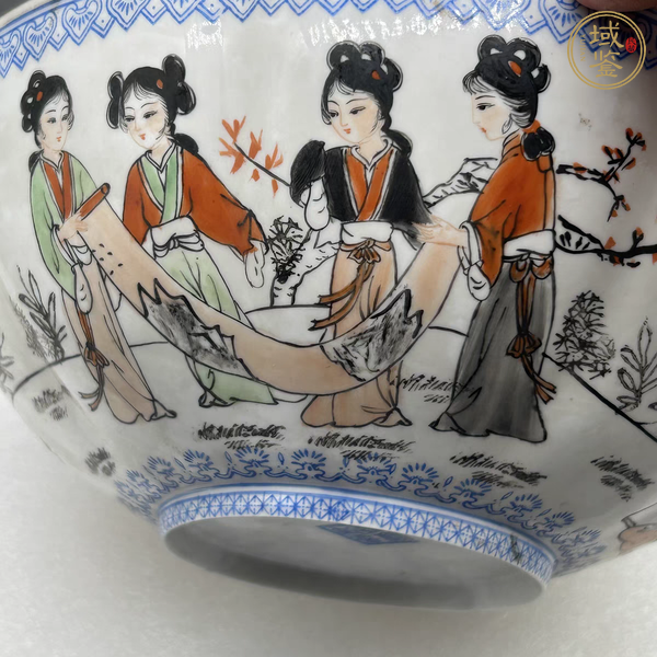 古玩陶瓷粉彩仕女薄胎碗一組真品鑒賞圖