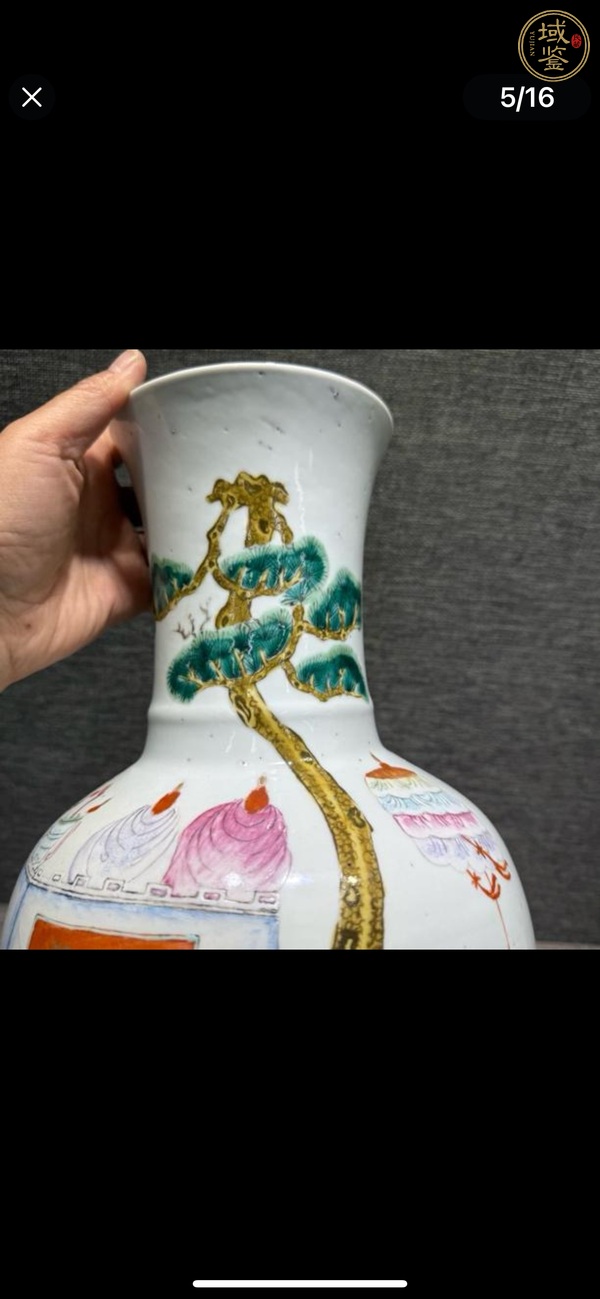 古玩陶瓷民國時(shí)期粉彩高士故事圖瓶真品鑒賞圖