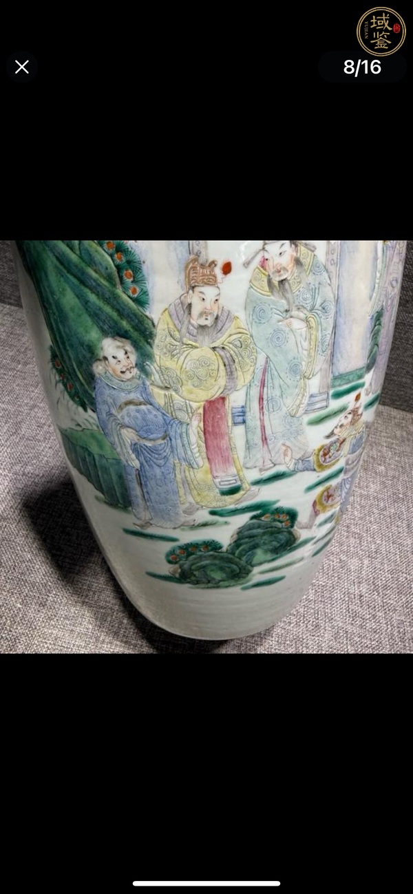 古玩陶瓷民國時(shí)期粉彩高士故事圖瓶真品鑒賞圖