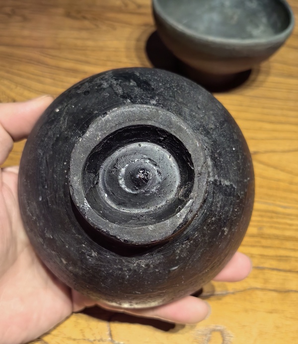 古玩陶瓷元黑陶茶盞拍賣,當前價格68元