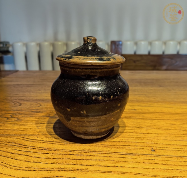 古玩陶瓷磁州窯窯變黑釉茶入真品鑒賞圖