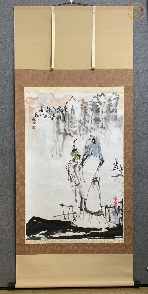 古玩楊沙陶淵明賞菊圖真品鑒賞圖
