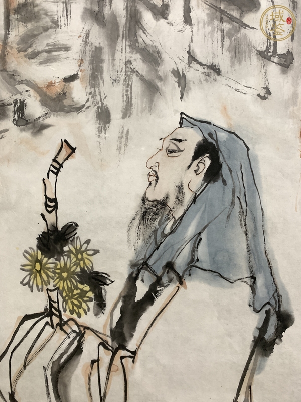 古玩字畫楊沙陶淵明賞菊?qǐng)D真品鑒賞圖