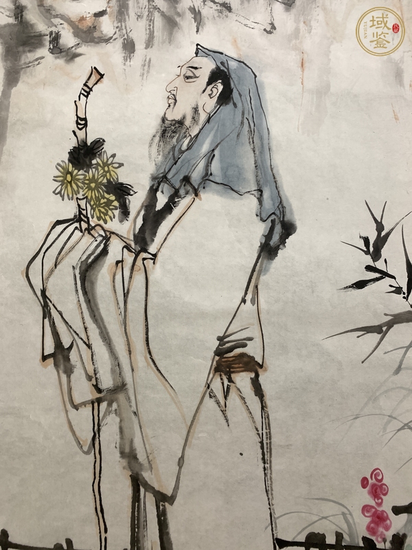 古玩字畫楊沙陶淵明賞菊?qǐng)D真品鑒賞圖