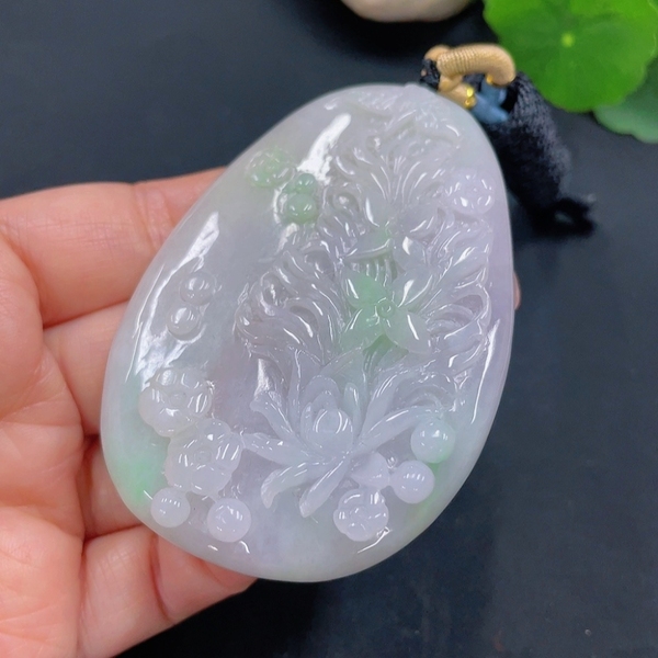 古玩玉器天然翡翠平安順利花牌掛件(帶翡翠鑒定證書)拍賣，當前價格1580元
