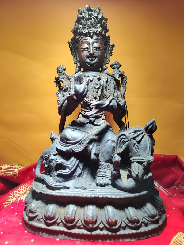 古玩轉賣明代永宣風格重器｜***象普賢菩薩銅像｜罕見傳世精品造像拍賣，當前價格6000元