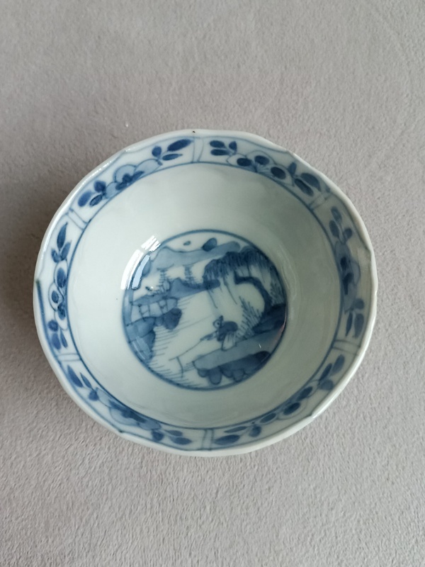 古玩陶瓷康熙青花外八寶內人物杯拍賣，當前價格1560元