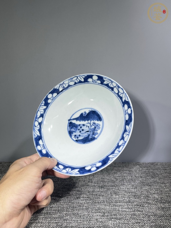 古玩陶瓷青花三星高照折沿碗真品鑒賞圖
