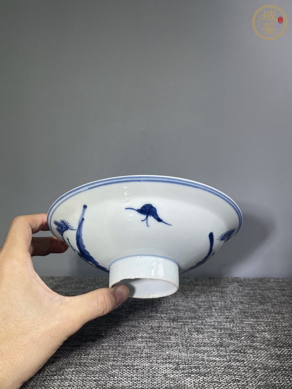 古玩陶瓷青花三星高照折沿碗真品鑒賞圖