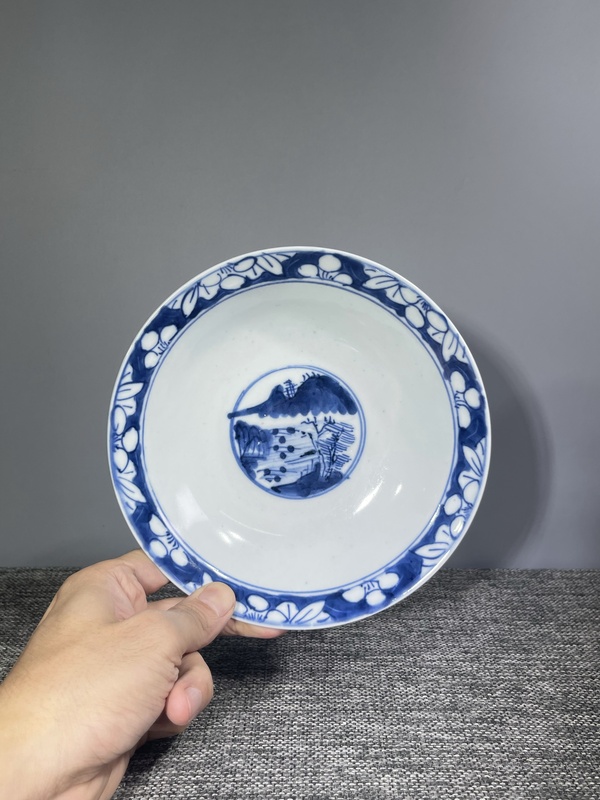 古玩陶瓷清晚期.青花三星高照折沿碗拍賣,當前價格550元